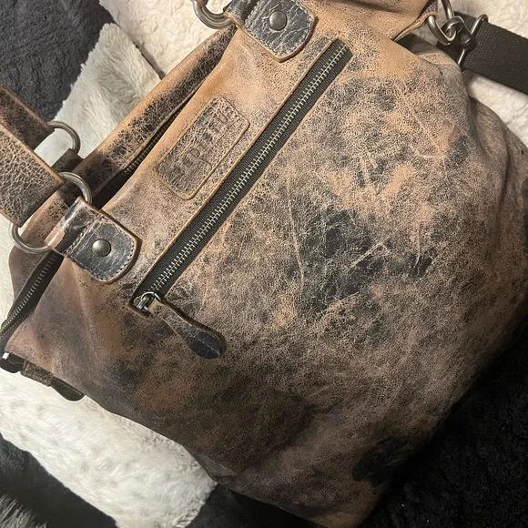 💖SoLD💋 Bed Stu Big Fork Black Lux Leather Bag - Picture 2 of 7